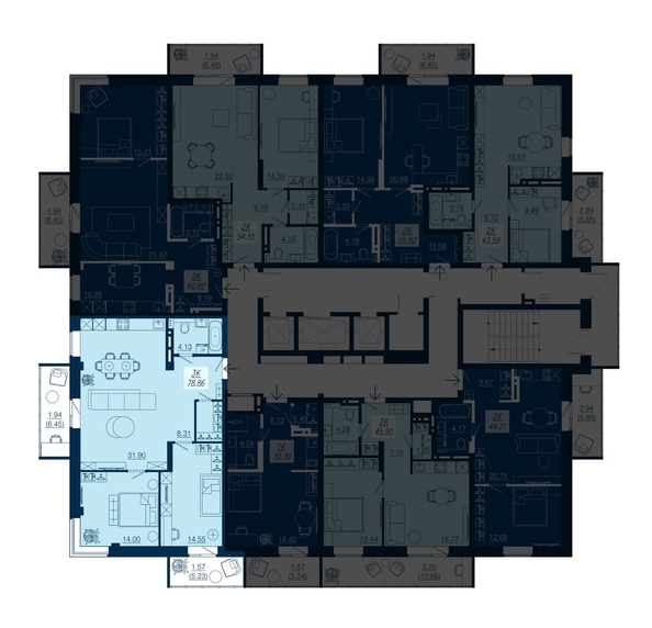 
   Продам 3-комнатную, 78.86 м², АЭРОCITY (Аэросити), дом 3

. Фото 1.