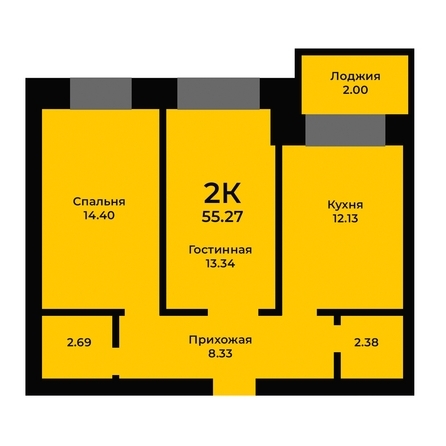 
   Продам 2-комнатную, 55.24 м², Кирпичная ул, 19

. Фото 1.