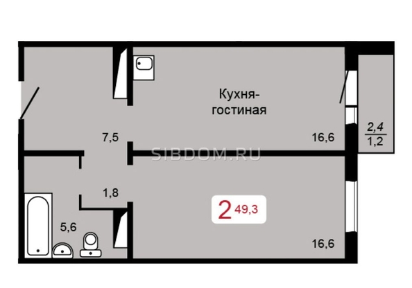 
   Продам 2-комнатную, 56.3 м², Судостроительная ул, 31в

. Фото 14.