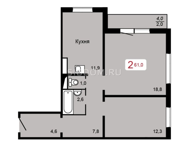 
   Продам 2-комнатную, 56.3 м², Судостроительная ул, 31в

. Фото 17.