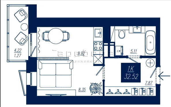 
   Продам 1-комнатную, 32.52 м², АЙВАЗОВSKY (АЙВАЗОВСКИЙ), 1

. Фото 11.