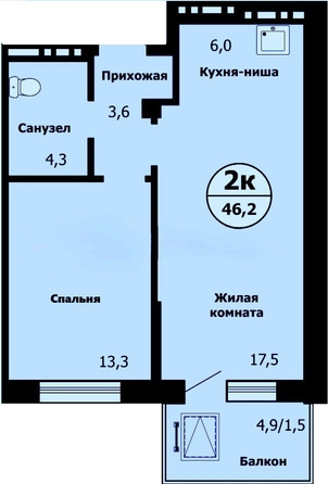 
   Продам 2-комнатную, 46.2 м², Лесников ул, 49

. Фото 8.