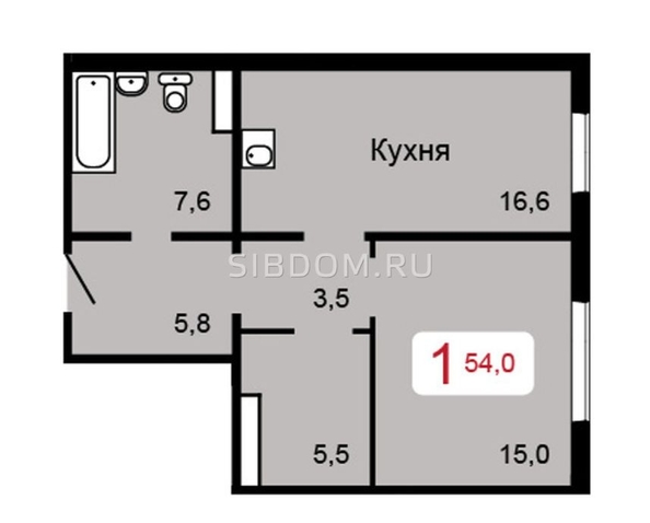 
   Продам 1-комнатную, 51.6 м², 60 лет Октября ул, 90 к2

. Фото 4.