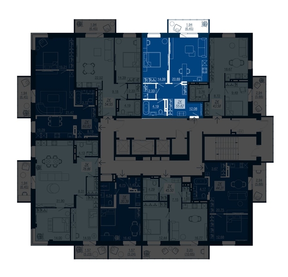 
   Продам 2-комнатную, 55.82 м², АЭРОCITY (Аэросити), дом 1

. Фото 1.