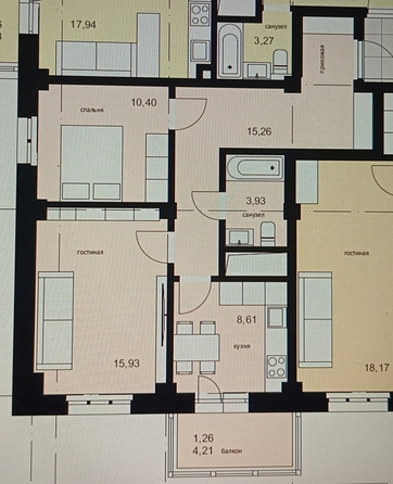 
   Продам 2-комнатную, 55.39 м², ЛЕТО, дом 1

. Фото 1.