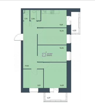 
   Продам 4-комнатную, 85.42 м², Мята, дом 2, секции 4-6

. Фото 1.