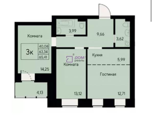 
   Продам 3-комнатную, 65.4 м², Елены Стасовой ул, 80

. Фото 1.