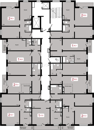 
   Продам 2-комнатную, 56.3 м², Мичурино, дом 2 строение 6

. Фото 9.