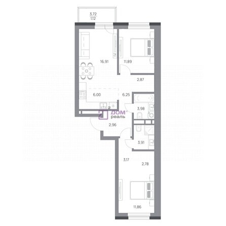 
   Продам 3-комнатную, 73.7 м², Юдинский, дом 1.3

. Фото 11.