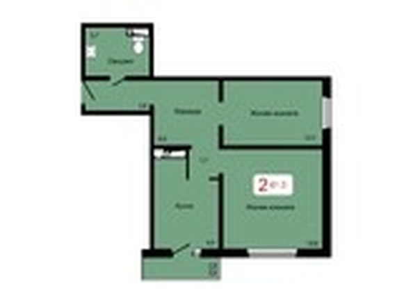 
   Продам 2-комнатную, 61 м², Мичурино, дом 2 строение 6

. Фото 9.