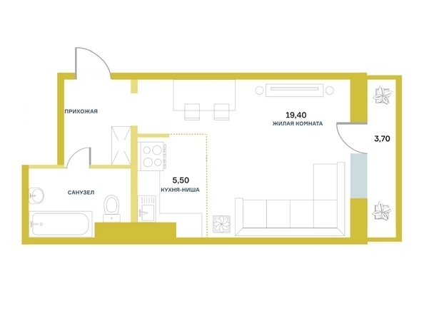 
   Продам студию, 36.3 м², Белый квартал на Спандаряна, 2

. Фото 2.