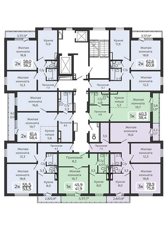 
   Продам 2-комнатную, 53.5 м², Три слона, дом 2

. Фото 2.