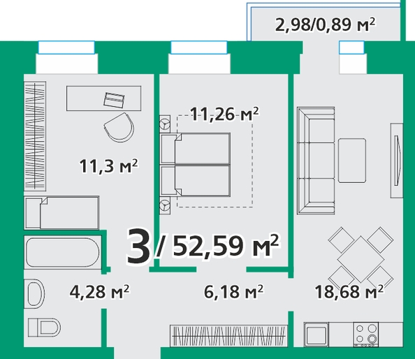 
   Продам 3-комнатную, 53.2 м², Пархоменко ул, 4

. Фото 1.