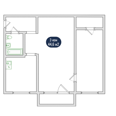 
   Продам 2-комнатную, 44.6 м², Матросова ул, 5Б

. Фото 1.