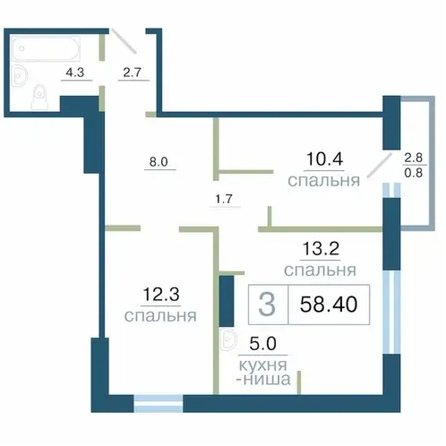 
   Продам 3-комнатную, 57.6 м², Дубровинского ул, 110в

. Фото 16.