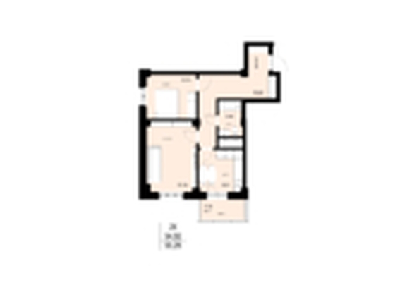 
   Продам 2-комнатную, 55.39 м², ЛЕТО, дом 2

. Фото 1.