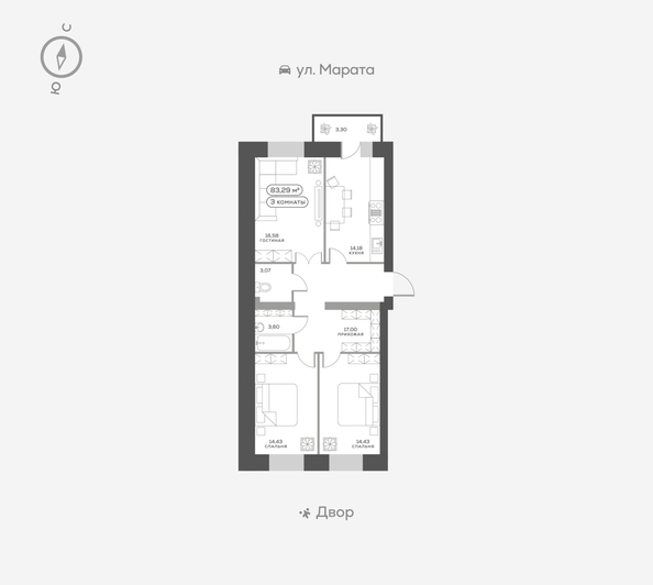 
   Продам 3-комнатную, 83.3 м², Ладо Кецховели ул, 27

. Фото 5.