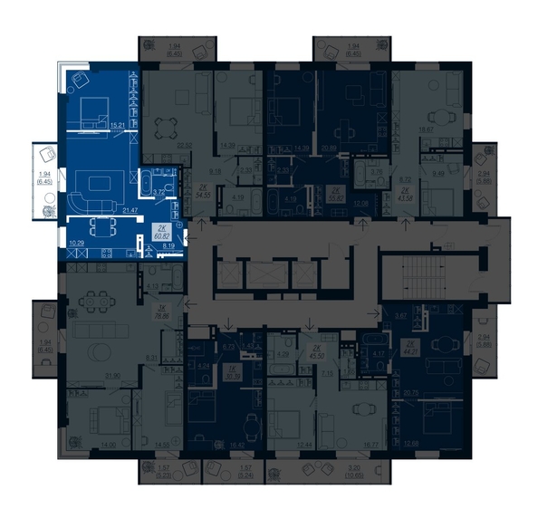 
  Продается 2-комн. квартира, 60.82 м², ЖК АЭРОCITY (Аэросити), дом 3
. Фото 1.