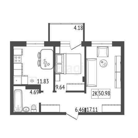 
  Продается 2-комн. квартира, 50.98 м², ЖК Живём, Квартал 6.1, дом 1
. Фото 1.