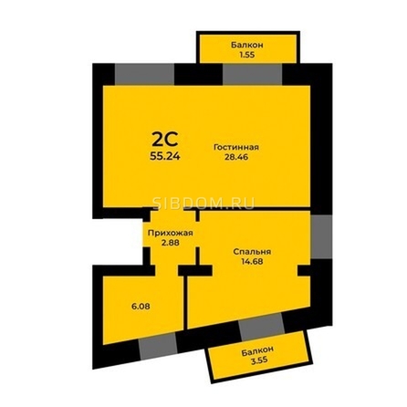 
  Продается 2-комн. квартира, 55.24 м², ЖК Ривьера-Солонцы, дом 1
. Фото 3.