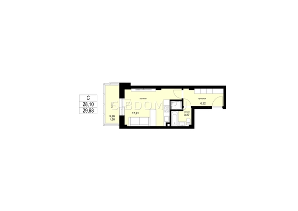 
  Продается студия, 29.68 м², ЖК ЛЕТО, дом 1
. Фото 2.
