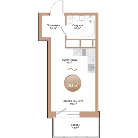 
  Продается 1-комн. квартира, 25.7 м², ЖК Небо над Енисеем, корпус 2
. Фото 3.