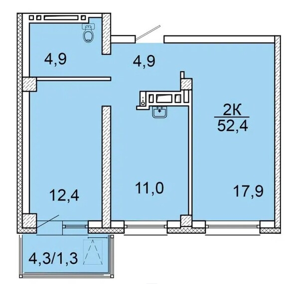 
  Продается 2-комн. квартира, 52.3 м², ЖК Зеленая высотка на Калинина
. Фото 4.