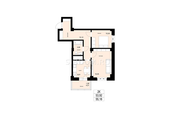 
  Продается 2-комн. квартира, 55.18 м², ЖК ЛЕТО, дом 2
. Фото 1.
