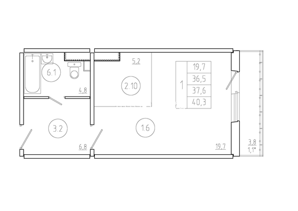 
  Продается студия, 37.6 м², ЖК Три слона, дом 3
. Фото 1.