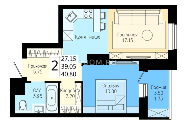 
  Продается 2-комн. квартира, 40.8 м², ЖК На Дудинской, дом 5
. Фото 1.