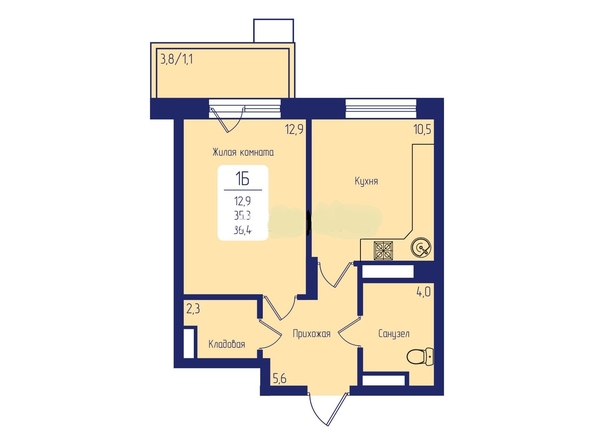 
  Продается 1-комн. квартира, 36.4 м², ЖК Univers (Универс), 2 квартал
. Фото 1.