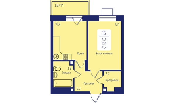 
  Продается 1-комн. квартира, 36.2 м², ЖК Univers (Универс), 2 квартал
. Фото 1.
