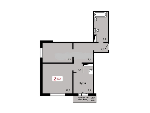 
  Продается 2-комн. квартира, 62.4 м², ЖК Мичурино, дом 2 строение 5
. Фото 1.