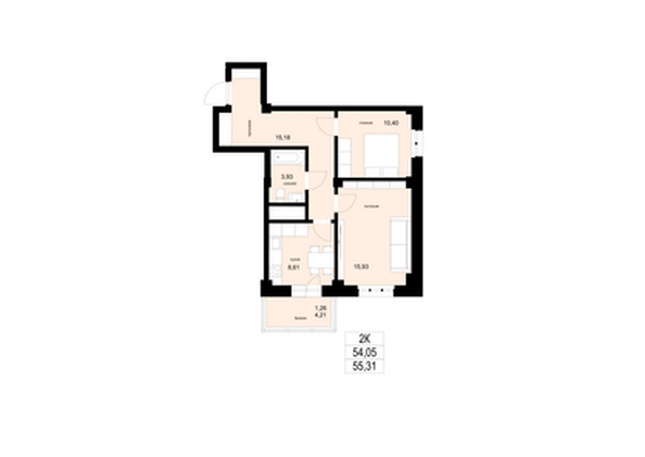 
  Продается 2-комн. квартира, 55.28 м², ЖК ЛЕТО, дом 2
. Фото 1.