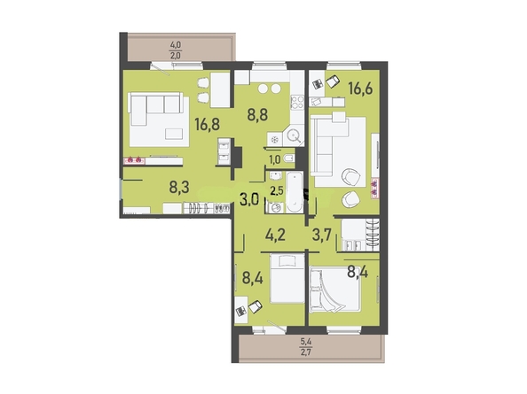 
  Продается 4-комн. квартира, 85.9 м², ЖК Судостроительная, дом 99
. Фото 1.