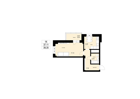 
  Продается 1-комн. квартира, 39.35 м², ЖК ЛЕТО, дом 1
. Фото 2.