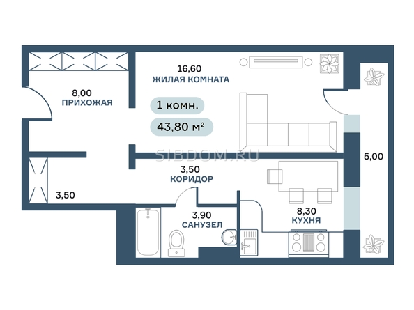 
  Продается 1-комн. квартира, 45.9 м², ЖК Белый квартал на Спандаряна, 2
. Фото 2.