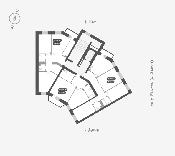 
  Продается 3-комн. квартира, 81.5 м², ЖК Академгородок, дом 7
. Фото 5.