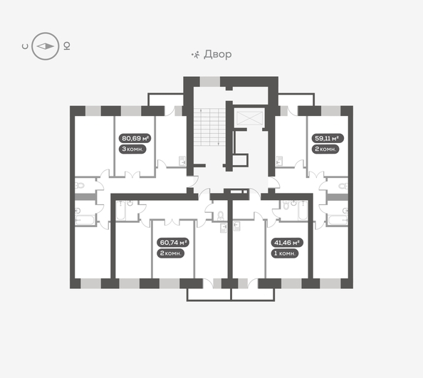 
  Продается 1-комн. квартира, 41.46 м², ЖК Сити-квартал на Взлетной, дом 1
. Фото 5.