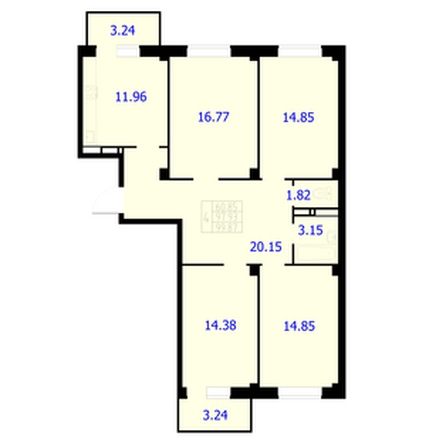 
  Продается 4-комн. квартира, 99.87 м², ЖК Новые Солонцы, дом 9
. Фото 1.