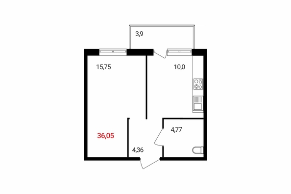 
  Продается 1-комн. квартира, 36 м², ЖК Аринский, дом 2 корпус 1
. Фото 2.