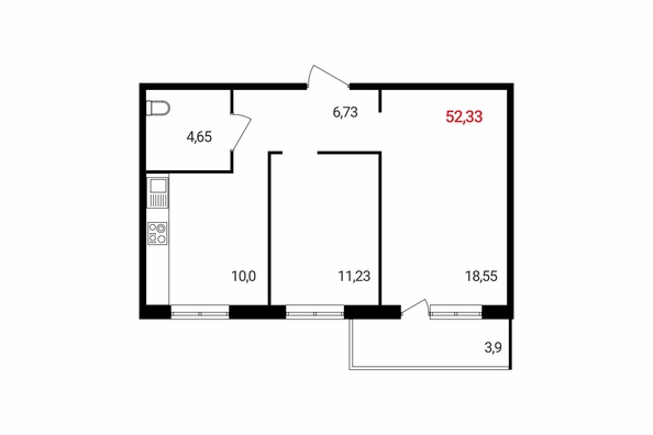 
  Продается 2-комн. квартира, 52.3 м², ЖК Аринский, дом 2 корпус 1
. Фото 2.