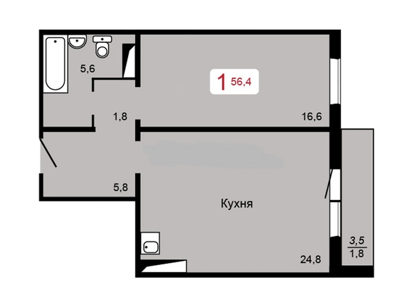 
  Продается 2-комн. квартира, 56.3 м², ЖК Мичурино, дом 1 строение 1
. Фото 1.