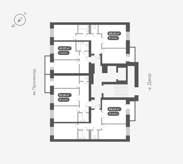 
  Продается 3-комн. квартира, 69.14 м², ЖК Октябрьский, дом 2
. Фото 5.