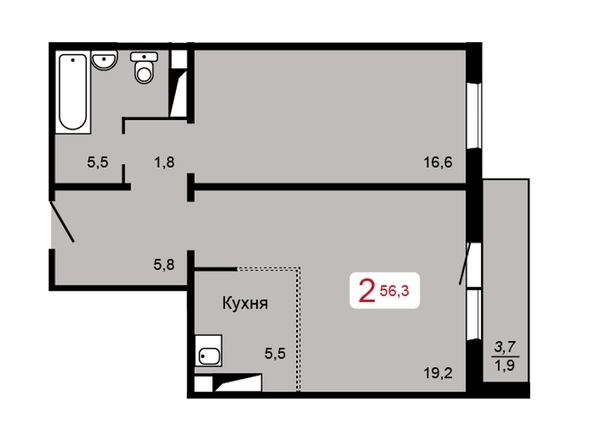 
  Продам 2-комн. квартиру, 56.3 м², ЖК Мичурино, дом 1 строение 1
. Фото 1.