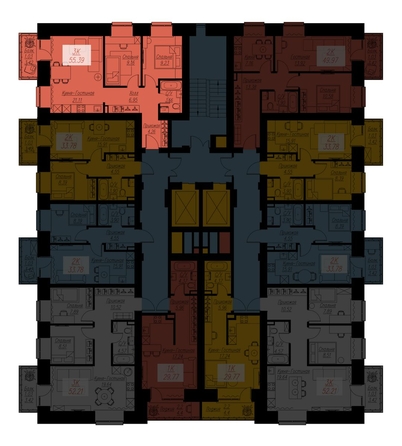 
  Продается 3-комн. квартира, 55.29 м², ЖК Биография, дом 2, корп 1
. Фото 2.