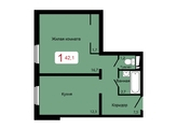 
  Продается 1-комн. квартира, 42.1 м², ЖК Мичурино, дом 2 строение 6
. Фото 6.