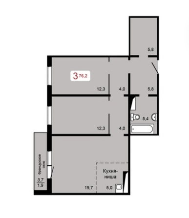 
  Продается 3-комн. квартира, 76.2 м², ЖК Мичурино, дом 2 строение 5
. Фото 1.