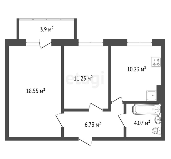 
  Продается 2-комн. квартира, 51.98 м², ЖК Аринский, дом 2 корпус 1
. Фото 1.