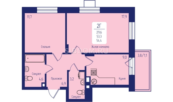 
  Продается 2-комн. квартира, 54.4 м², ЖК Univers (Универс), 2 квартал
. Фото 1.